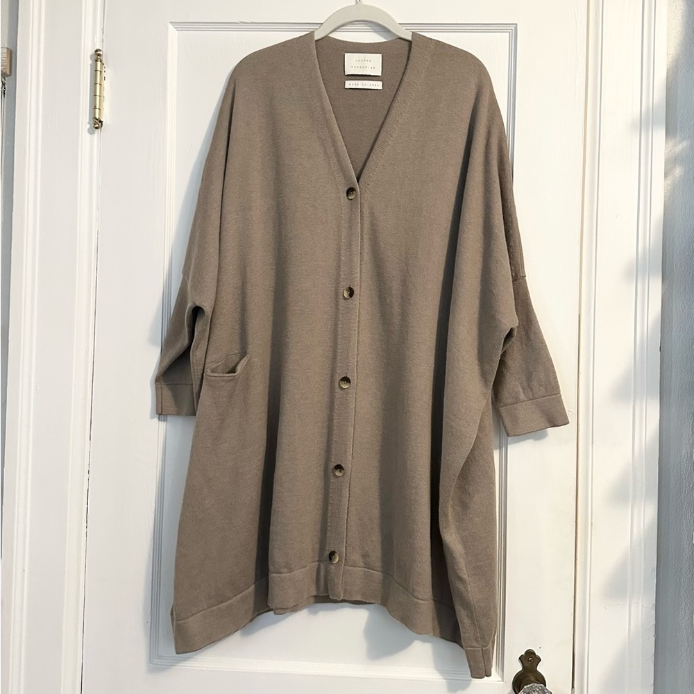 Lauren Manoogian Oversized Pima Cotton/Alpaca Cardigan, OS